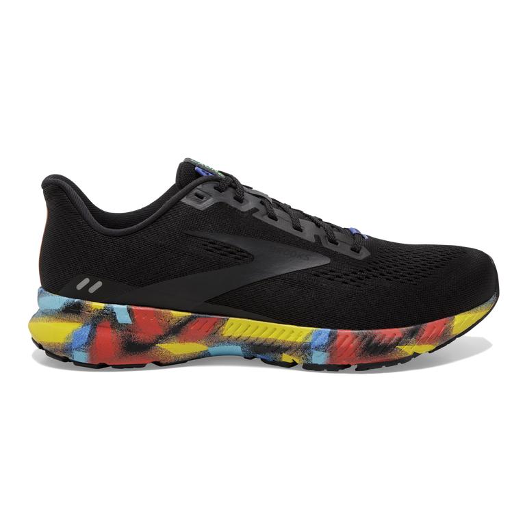 Brooks Launch 8 Light-Cushion Road Running Shoes - Men's - Black/Red/Blue (64817-ISNH)